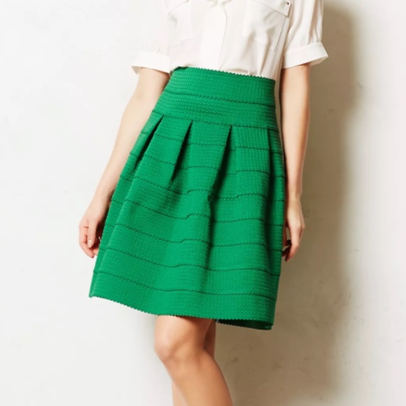 Anthropologie "Girls from Savoy" women's ponte bell skirt green XS/S, stretch - Picture 8 of 14